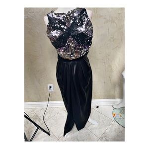 NWOT Black Gown with Silver and Black Sequins